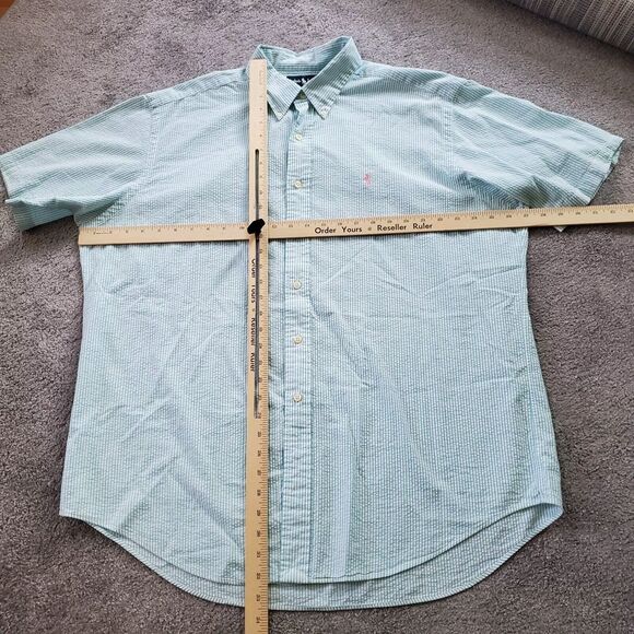 Ralph Lauren Shirt Mens Extra Large Blue Button Up short Sleeve Seersucker - Picture 6 of 9